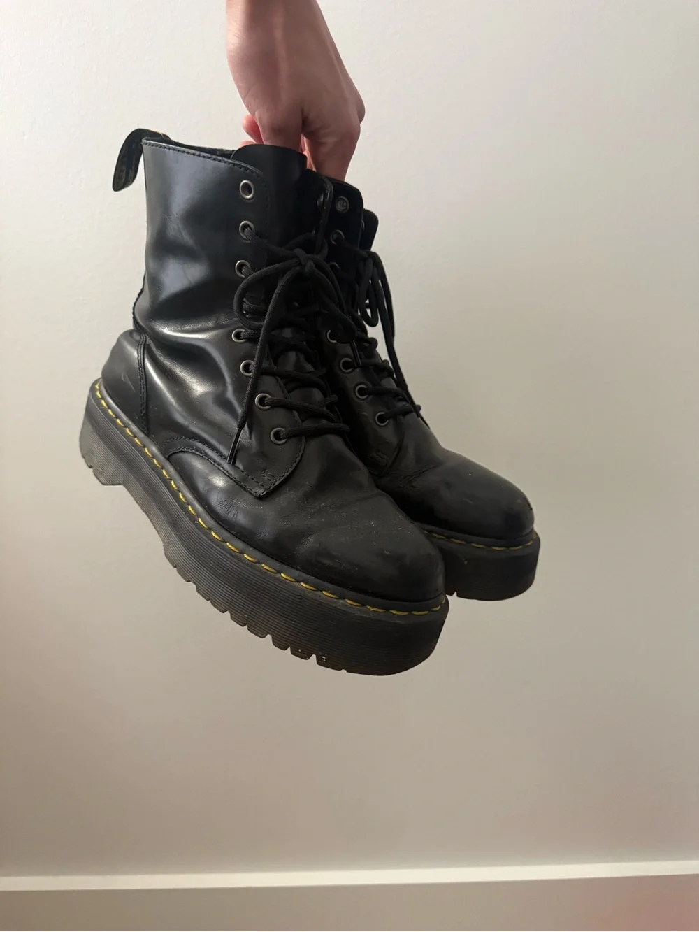 Platform Doc Martins Combat Boots in Black